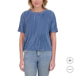 NWT‎ Andrew Marc (Marc New York) Women's Plisse Top Blue